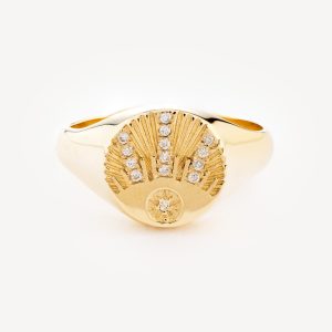 Golden Evil Eye Diamond Ring